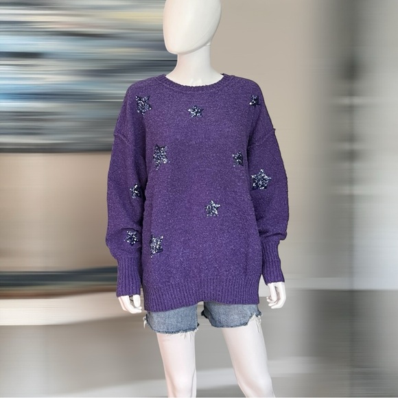 PEACH LOVE CALIFORNIA ever so soft sequin star sweater S M L - Picture 5 of 9